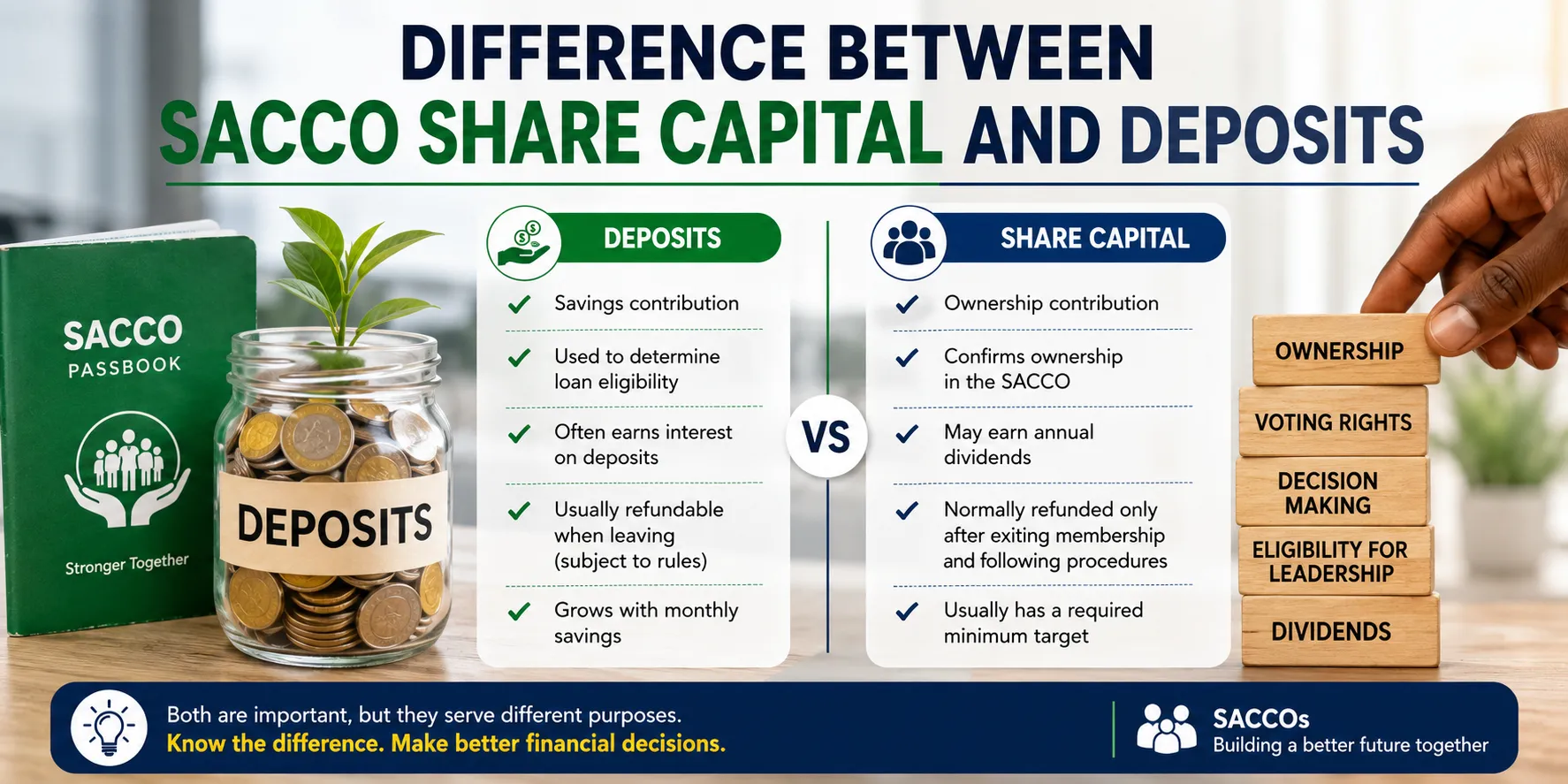 Difference Between Share Capital and Deposits in a SACCO